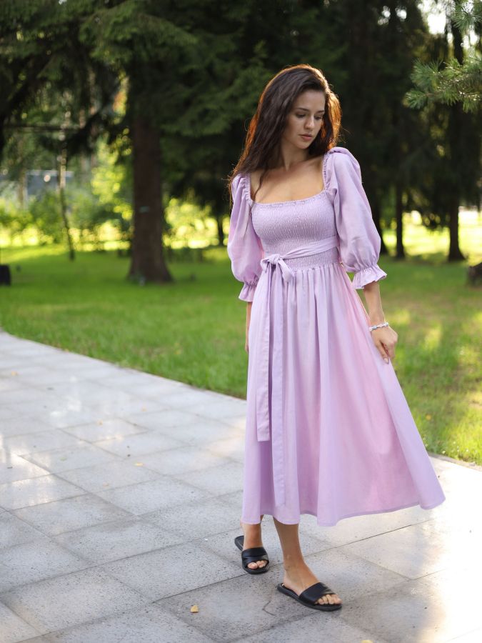 Платье Vento двустороннее льняное в цвете лаванды