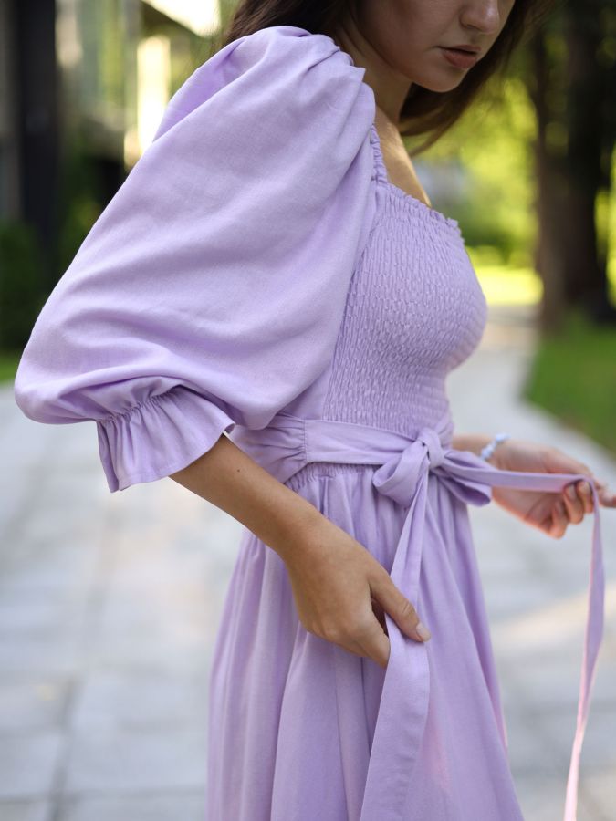 Платье Vento двустороннее льняное в цвете лаванды