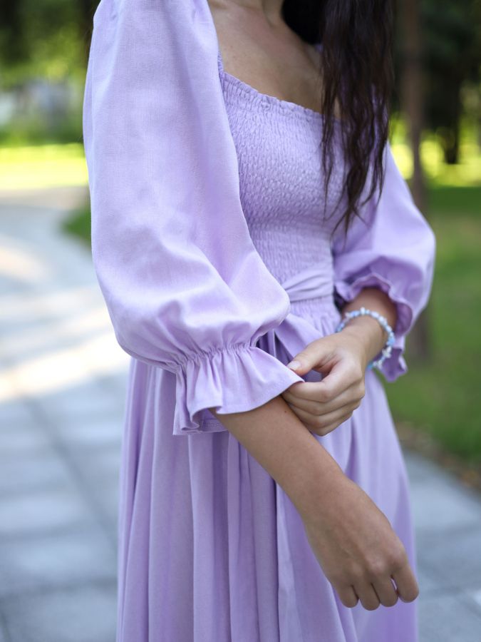 Платье Vento двустороннее льняное в цвете лаванды