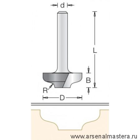 Фреза врезная радиусная DIMAR 35 x 9.5 x 59 x 12 R3.2 1470109