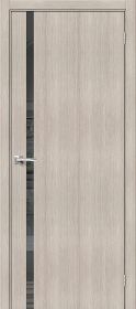 Межкомнатная Дверь с Экошпоном Bravo Браво-1.55 Cappuccino Melinga / Mirox Grey 600x2000мм (Полотно 1шт) / Браво.