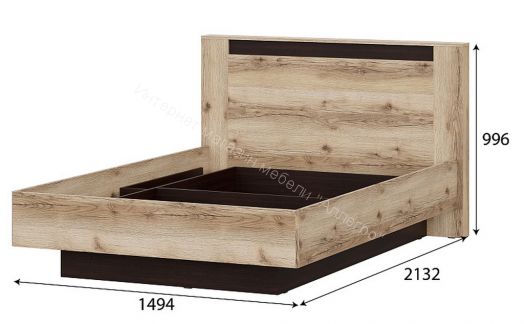 Кровать двойная №3 (универсальная 1.4х2.0 Страйп) Серия 3 Дуб Делано/Дуб Венге