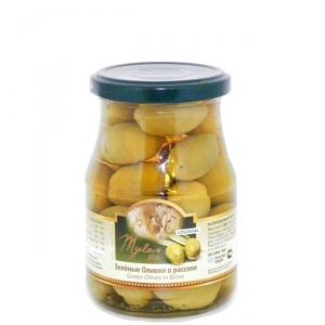 Оливки Зеленые Mylos Plus Colossal Green Olives in Brine 370 мл - Греция