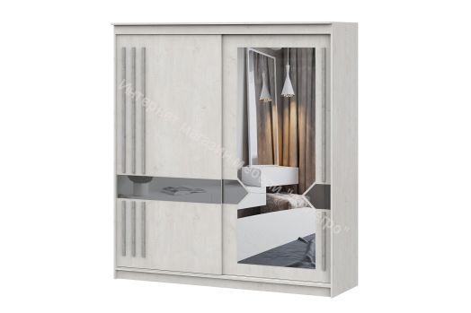 Шкаф-купе №25 (2,0 м) Грей Сосна Санторини Светлая/Графит/Железная руда