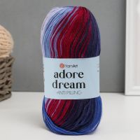 Пряжа "Adore Dream" 100% акрил антипиллинг 280м/100г (1075 вишня-т.синий-голубой)