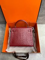 Сумка HERMES KELLY Ostrich страус 28 см серебро