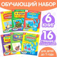 Обучающие книги «Полный годовой курс. Серия от 0 до 1 года», 6 книг по 16 стр., в папке