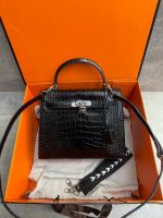 Сумка HERMES KELLY Crocodile 28 см серебро