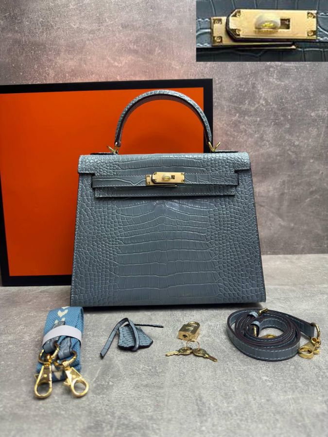 Сумка HERMES KELLY Crocodile 28 см золото