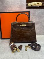 Сумка HERMES KELLY Crocodile 28 см золото