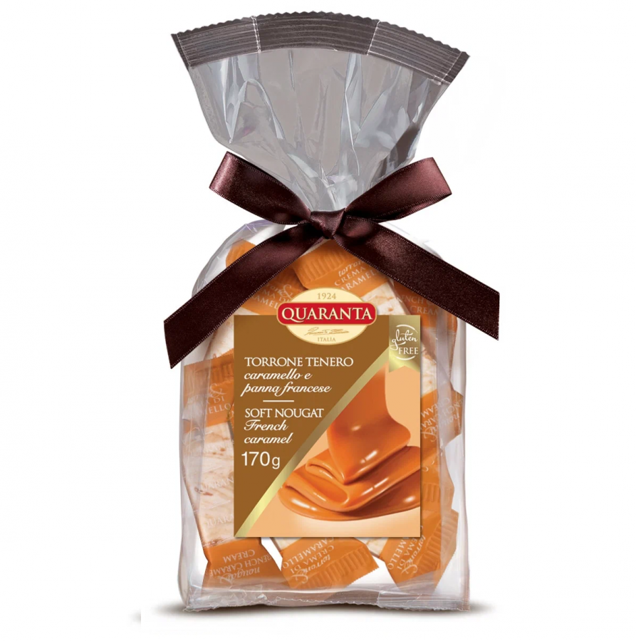 Торрончини с соленой карамелью 170 г, Torroncini teneri con crema al caramello salato 170 g  Quaranta