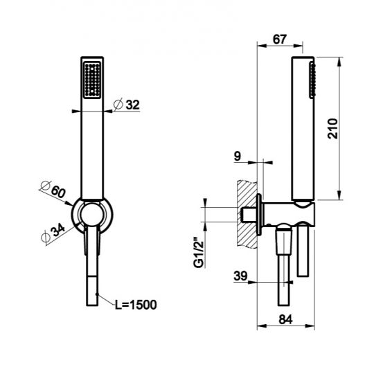 Душевой набор Gessi Inciso Shower с защитой от извести 58123 ФОТО