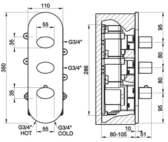 Gessi Ovale Wellnes смеситель для ванны/душа 43044 ФОТО