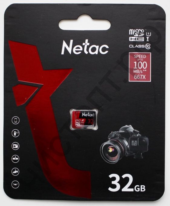 Карта памяти micro SDHC 32GB Netac P500  Extreme Pro  Class 10 UHS-I A1 V10 (100 Mb/s) без адаптера  BL-1