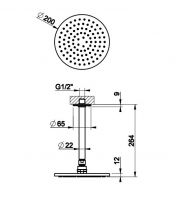 Лейка для верхнего душа Gessi Inciso 58152 20х20 схема 2