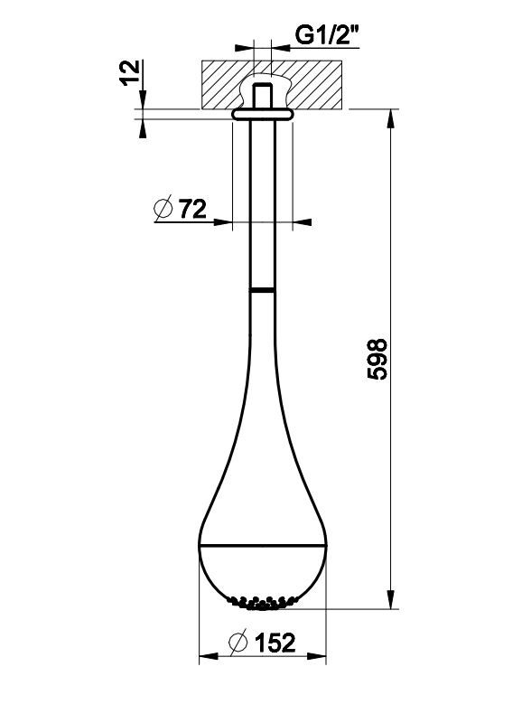 Тропический душ Gessi Goccia 33752 15,2х15,2 схема 2