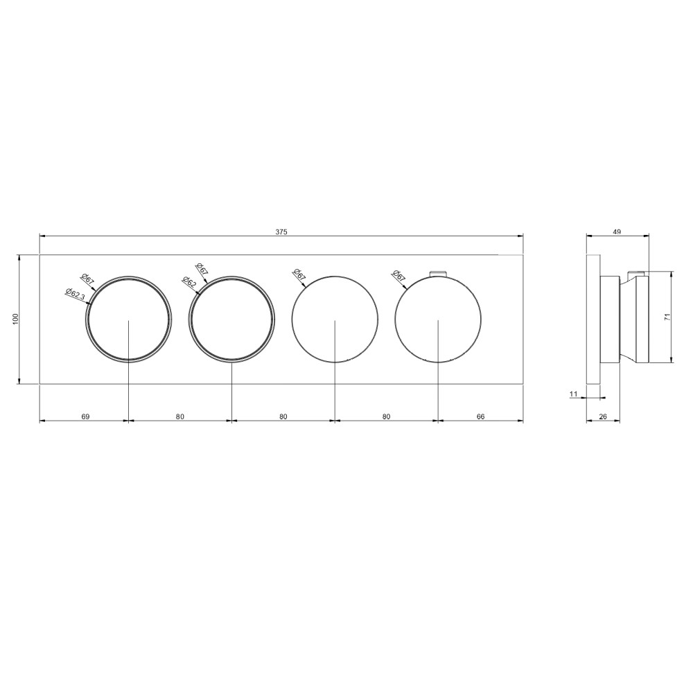 Смеситель встроенный термостатический Gessi Origini 66222 схема 2