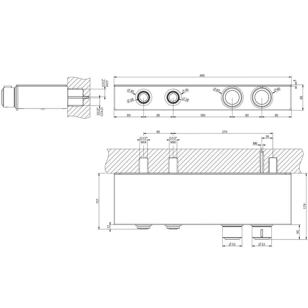 Термостатический смеситель настенный Gessi Hi-Fi Eclectic 65252 схема 2