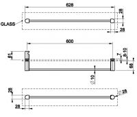 Держатель полотенец на стекло Gessi Rilievo 59566 62,8х6,8 схема 2