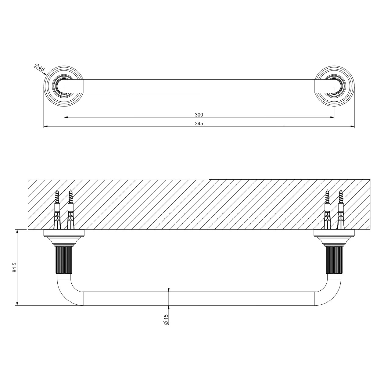 Настенный держатель для полотенец Gessi Venti20 Accessories 65449 схема 2