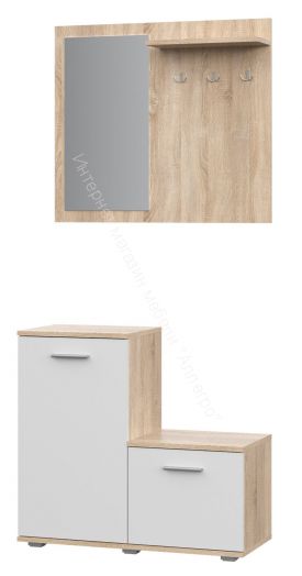 Комплект мебели для прихожей КП-1 FUN Белый/Дуб Сонома