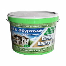 Лак Водный по Дереву и Камню White House 9кг Махагон, Полуглянцевый для Внутренних и Наружных Работ.