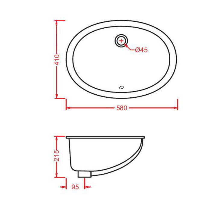 Раковина Artceram Diana DIL001 57х40 схема 2