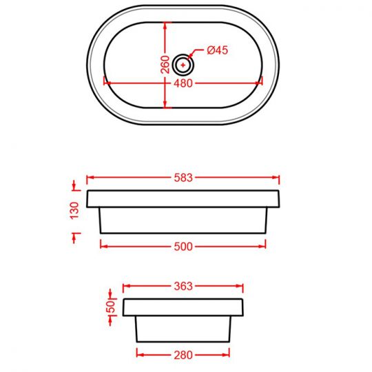 Раковина овальная Artceram Fuori Scala TFL033 35х58 схема 10