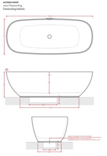 Отдельностоящая ванна Art Ceram HOOP ACW002 ФОТО