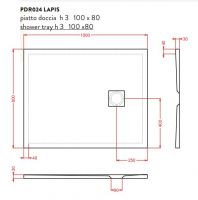 Керамический душевой Поддон Artceram Lapis PDR02 100х80 PDR024 схема 3