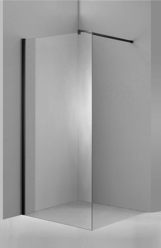 Душевая стеклянная перегородка Oporto Shower А-80B 100x200 черный профиль, прозрачное стекло