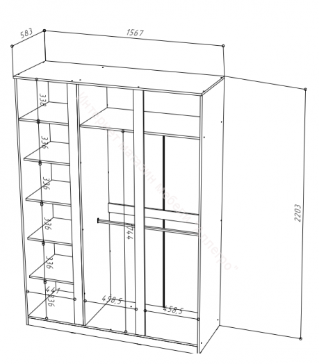 Шкаф 3-х дверный с зеркалом Stern Дуб Сонома