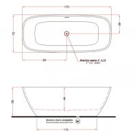 Отдельностоящая глянцевая ванна Gruppo Treesse Brio 170х72 V297 схема 3