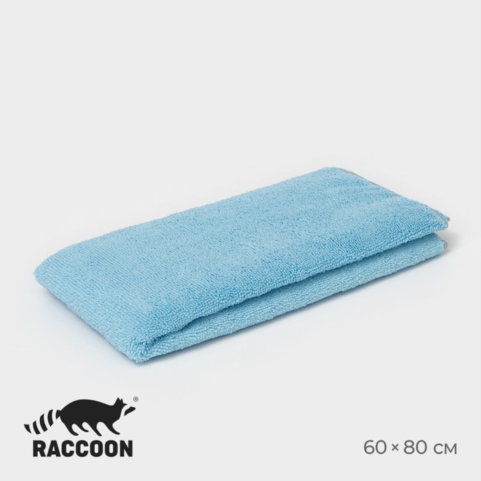 Тряпка для пола Raccoon, 250 г/м?, 60?80 см, микрофибра, с оверлоком, 1 шт, цвет голубой