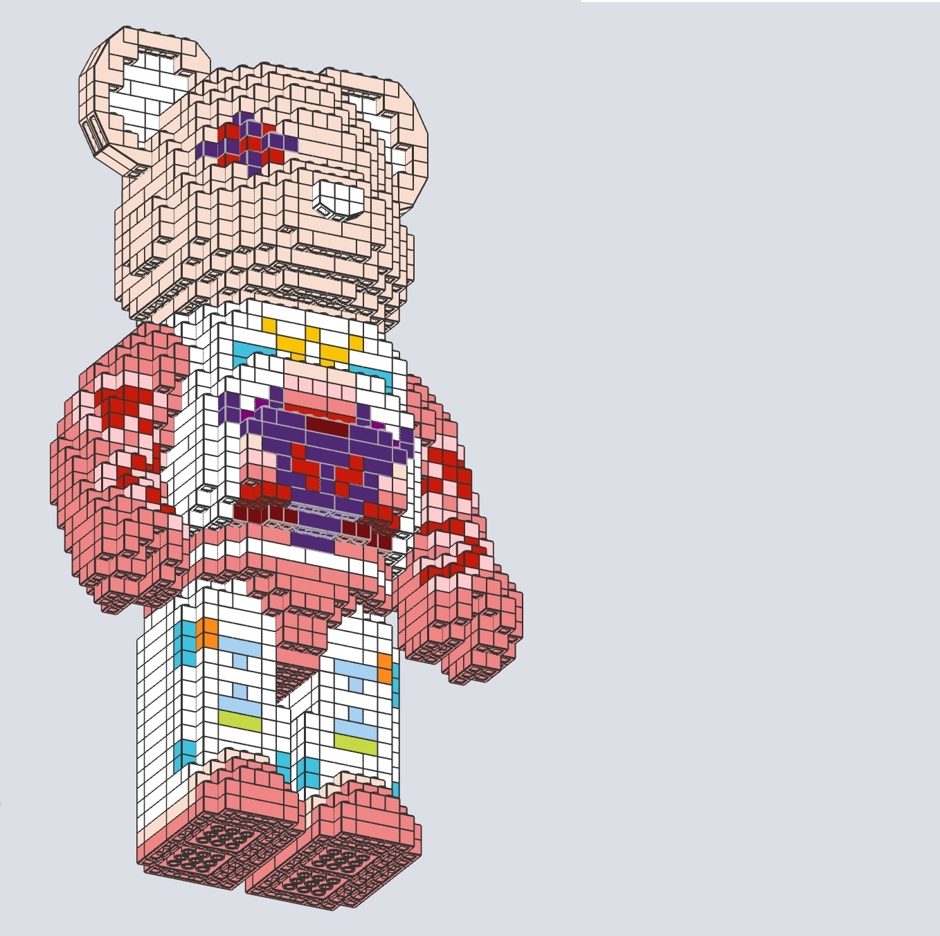 Конструктор 3D Bearbrick медведь солнечный 2592 мини деталей 33 см. 88049