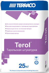 Декоративная Штукатурка Короед Terraco Terol Decor 25кг Белая, Минеральная, Зерно 2.5мм / Террако Терол Декор.
