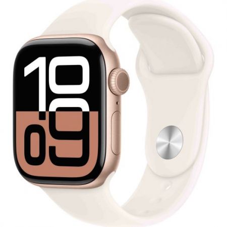 Apple Watch Series 10 42mm Aluminum Case Rose Gold with Light Blush Sport Band S/M