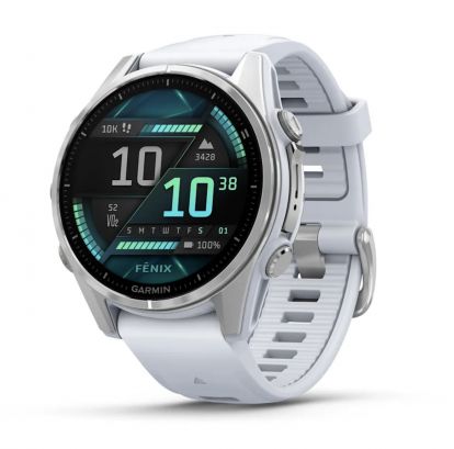 Умные часы Garmin Fenix 8, 43 мм, AMOLED, Silver with White Stone silicone band