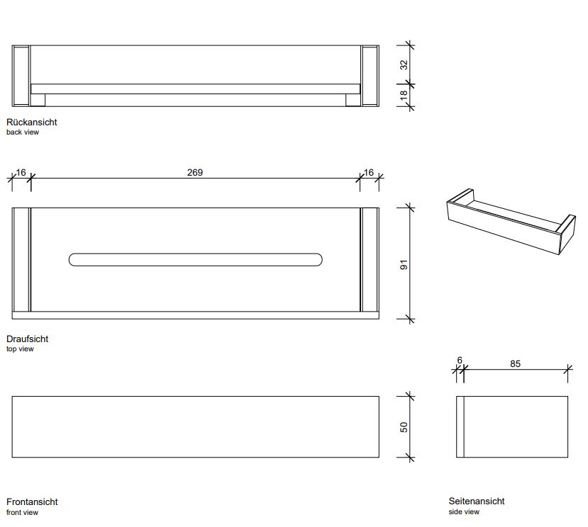 Полка для душа  Decor Walther BK DA 05937 30x9 схема 2