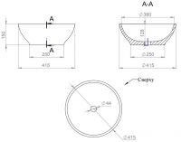 Круглая накладная раковина Salini Gloria 303 42x42 схема 2