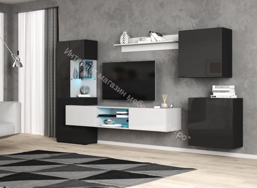 Шкаф навесной Point Тип-70 Белый глянец/Чёрный глянец