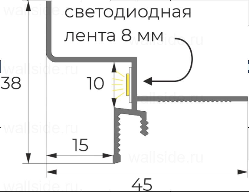 Потолочный теневой профиль Фесо 15 мм
