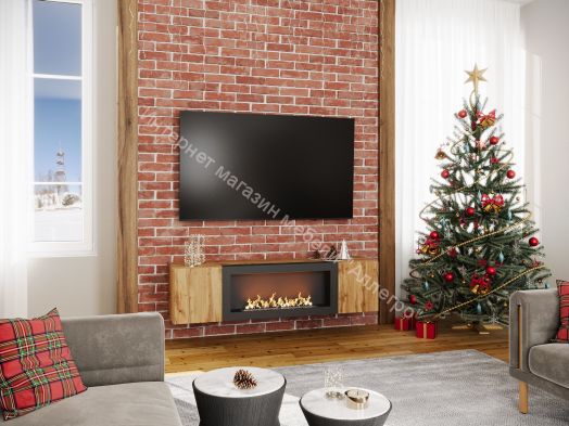 Шкаф навесной POINT ТИП-28 SBK с биокамином Дуб Вотан