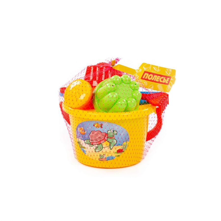 Набор №205: ведро среднее, лопатка, грабельки, 2 формочки, лейка малая №4