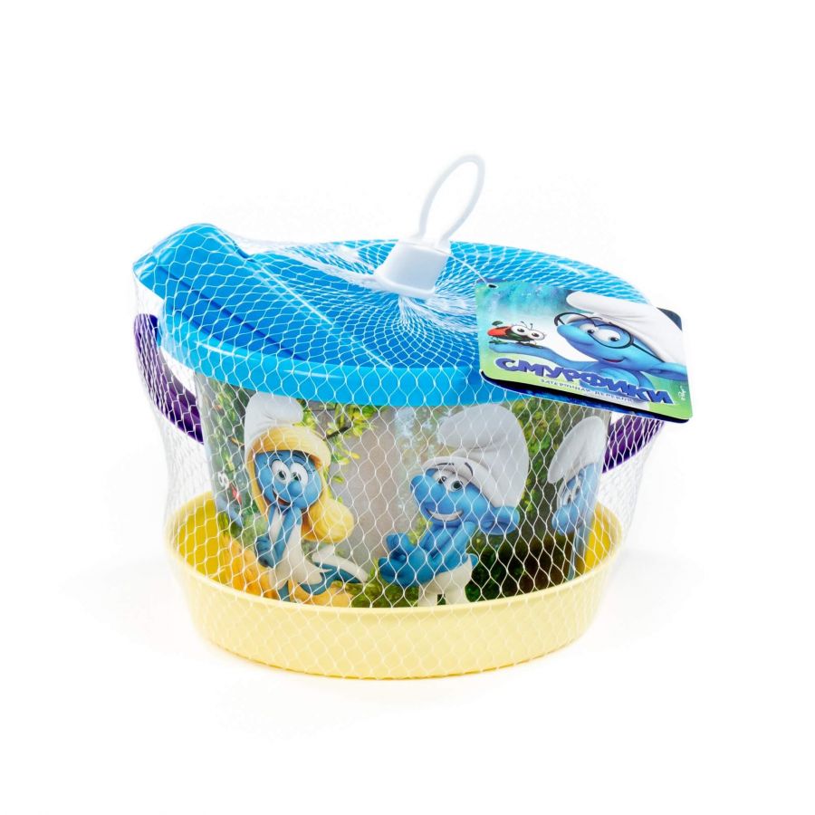 "Смурфики: Затерянная деревня-5" набор №1: ведро среднее с наклейкой, ситечко, совок №2, грабельки №2