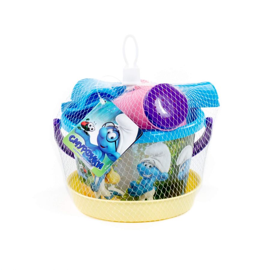 "Смурфики: Затерянная деревня-5" набор №2: ведро среднее с наклейкой, ситечко, совок №2, грабельки №2, лейка малая №4