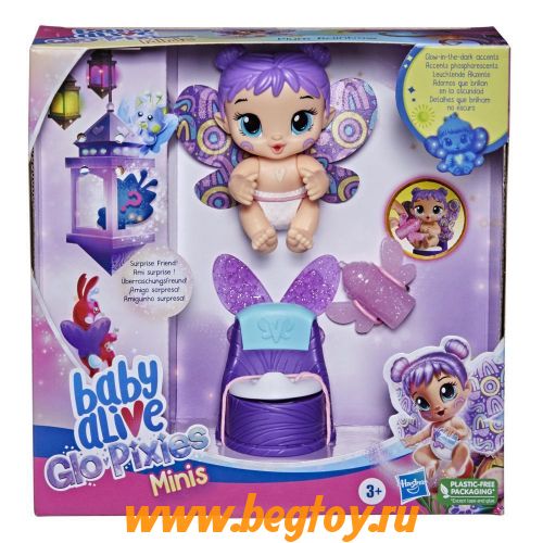 Мини куколка Baby Alive GloPixies Minis Doll Plum Радуга