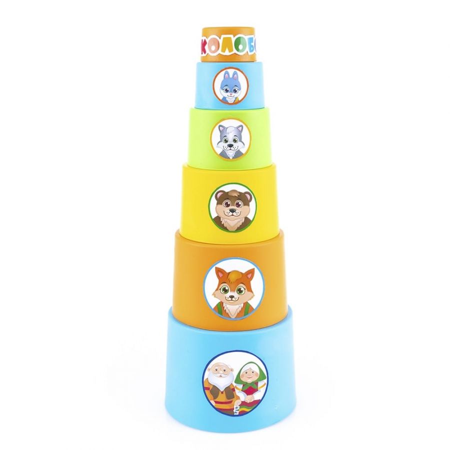 Мягкая пирамида стаканчики с наклейками "Колобок" КНОПА