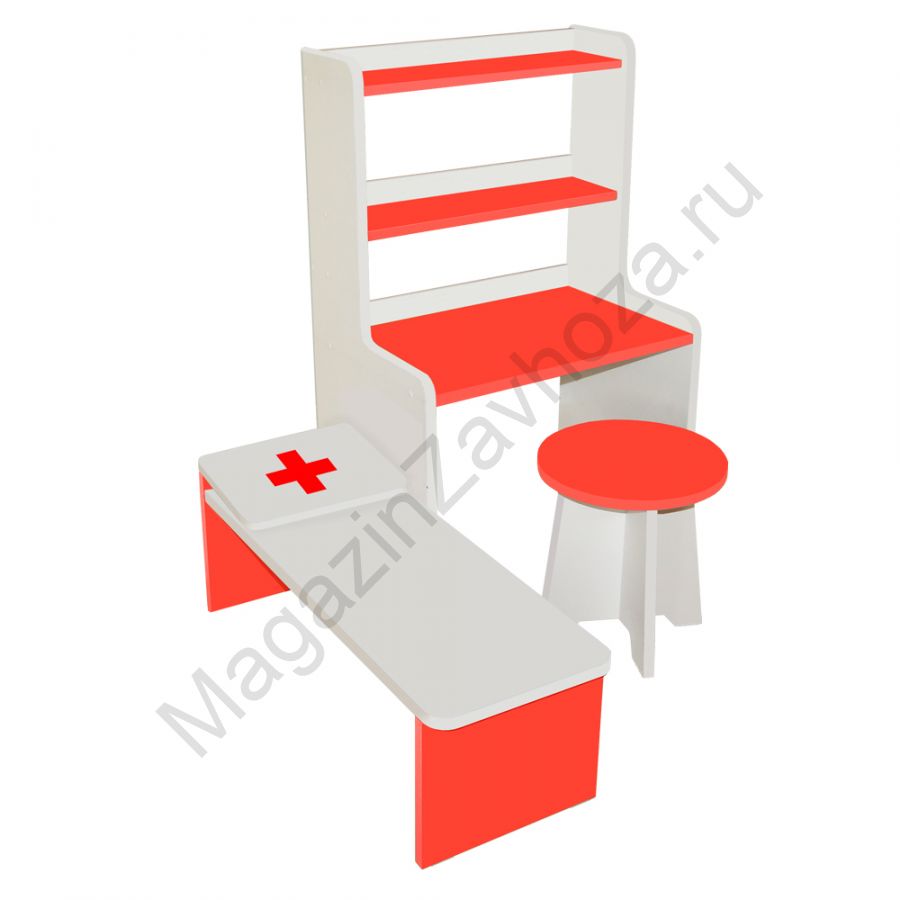 ИГРОВАЯ МЕБЕЛЬ БОЛЬНИЦА ДЛЯ КУКОЛ М-3 БЕЛО-КРАСНАЯ