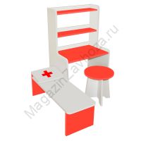 ИГРОВАЯ МЕБЕЛЬ БОЛЬНИЦА ДЛЯ КУКОЛ М-3 БЕЛО-КРАСНАЯ